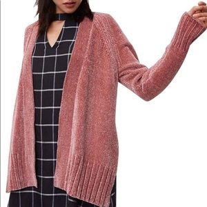 NWT LOFT Rose Mauve Pink Chenille Open Cardigan Sweater